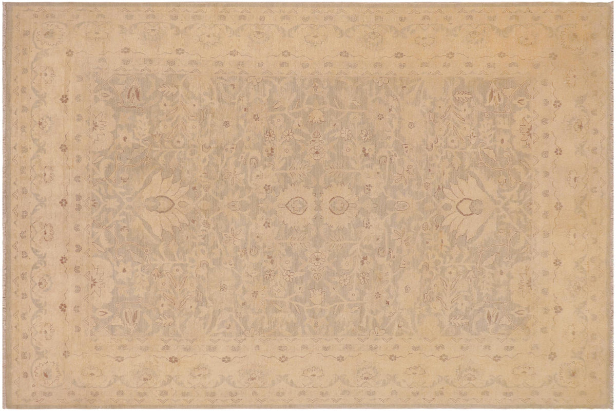 handmade Traditional Kafkaz Lt. Green Beige Hand Knotted RECTANGLE 100% WOOL area rug 9x12