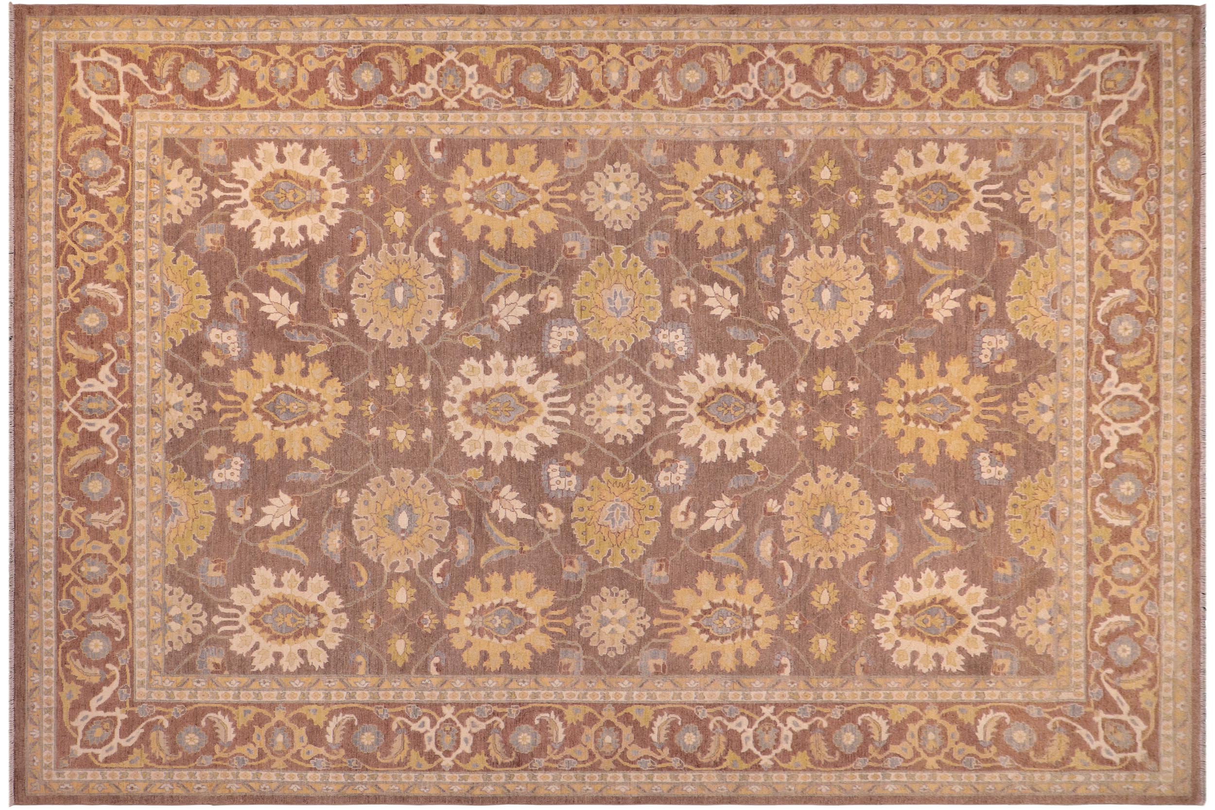 handmade Transitional Kafkaz Lt. Brown Beige Hand Knotted RECTANGLE 100% WOOL area rug 9' x 13'