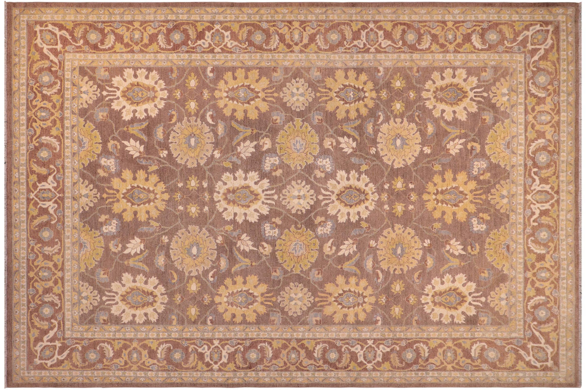 handmade Transitional Kafkaz Lt. Brown Beige Hand Knotted RECTANGLE 100% WOOL area rug 9' x 13'