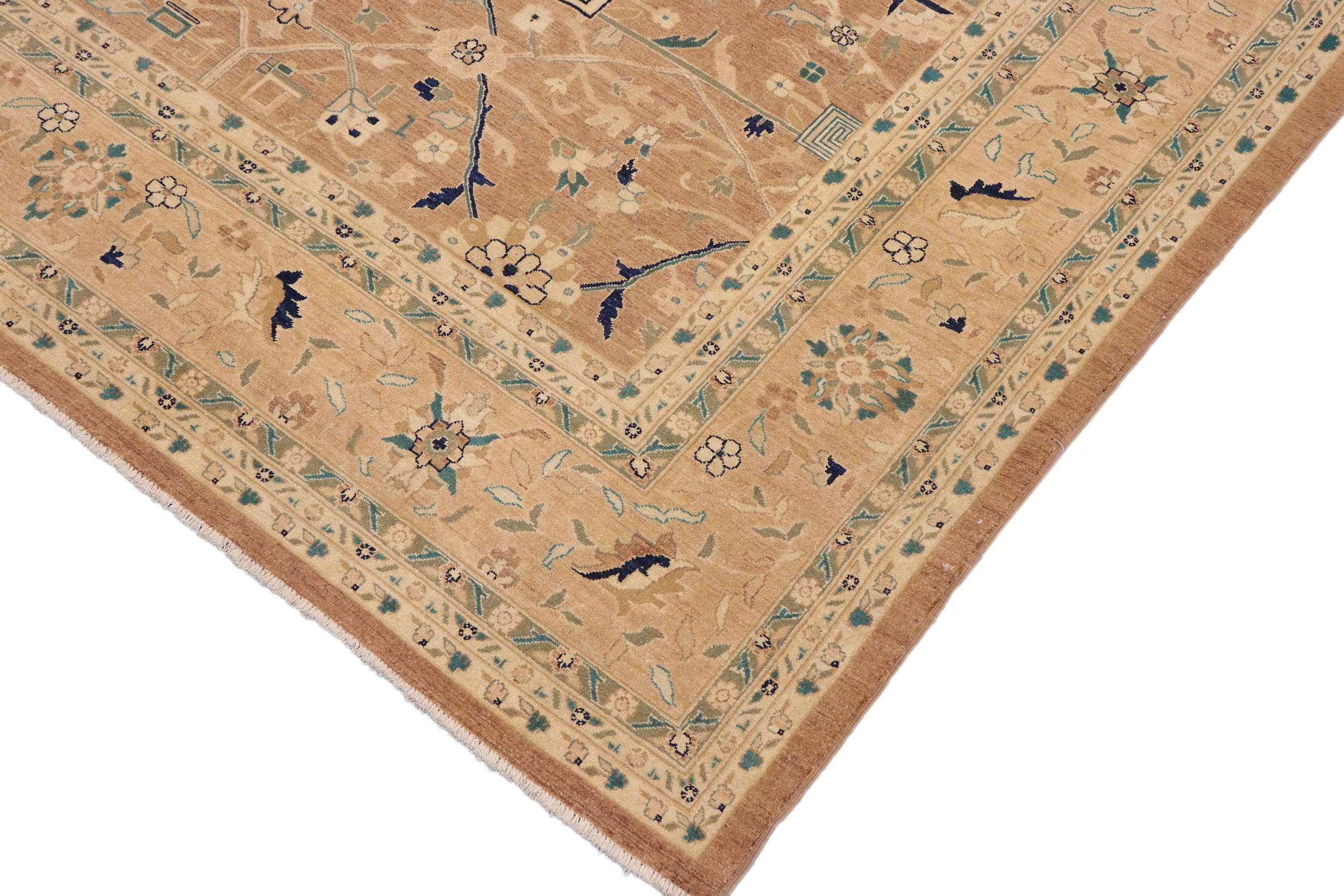 handmade Traditional Kafkaz Lt. Brown Nude Hand Knotted RECTANGLE 100% WOOL area rug 9x12