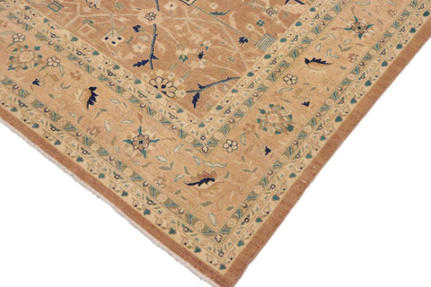 handmade Traditional Kafkaz Lt. Brown Nude Hand Knotted RECTANGLE 100% WOOL area rug 9x12