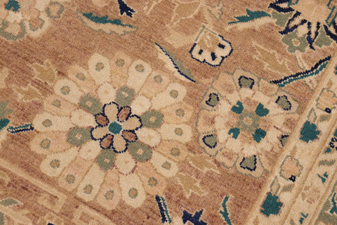 handmade Traditional Kafkaz Lt. Brown Nude Hand Knotted RECTANGLE 100% WOOL area rug 9x12