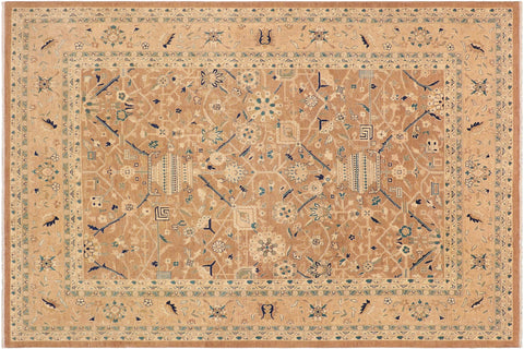 handmade Traditional Kafkaz Lt. Brown Nude Hand Knotted RECTANGLE 100% WOOL area rug 9x12