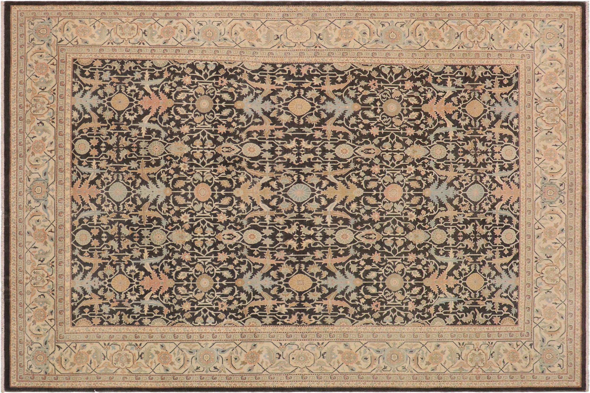 handmade Transitional Kafkaz Charcoal Green Hand Knotted RECTANGLE 100% WOOL area rug 9x12