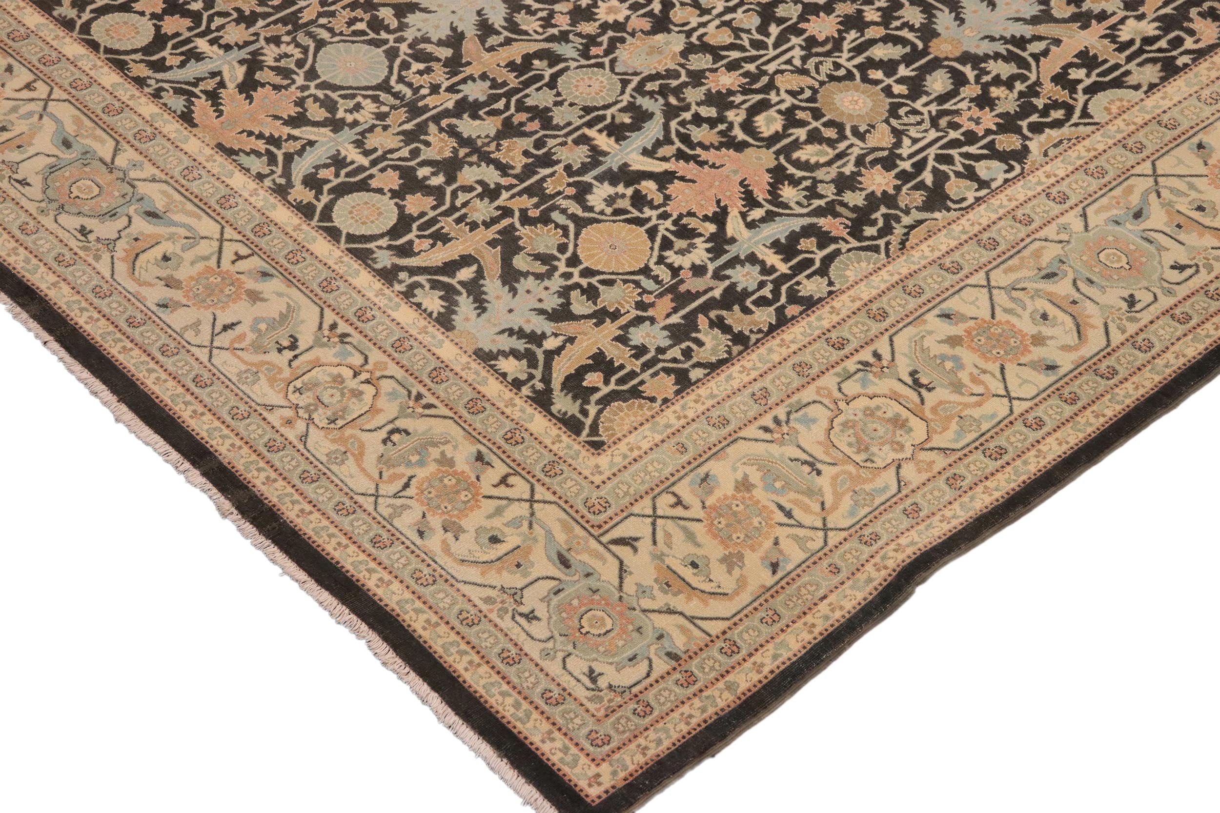 handmade Transitional Kafkaz Charcoal Green Hand Knotted RECTANGLE 100% WOOL area rug 9x12