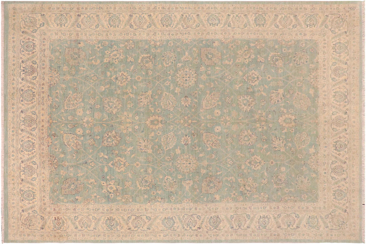 handmade Traditional Kafkaz Lt. Blue Ivory Hand Knotted RECTANGLE 100% WOOL area rug 9x12