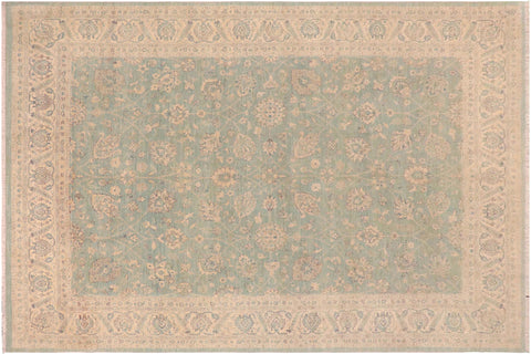 handmade Traditional Kafkaz Lt. Blue Ivory Hand Knotted RECTANGLE 100% WOOL area rug 9x12