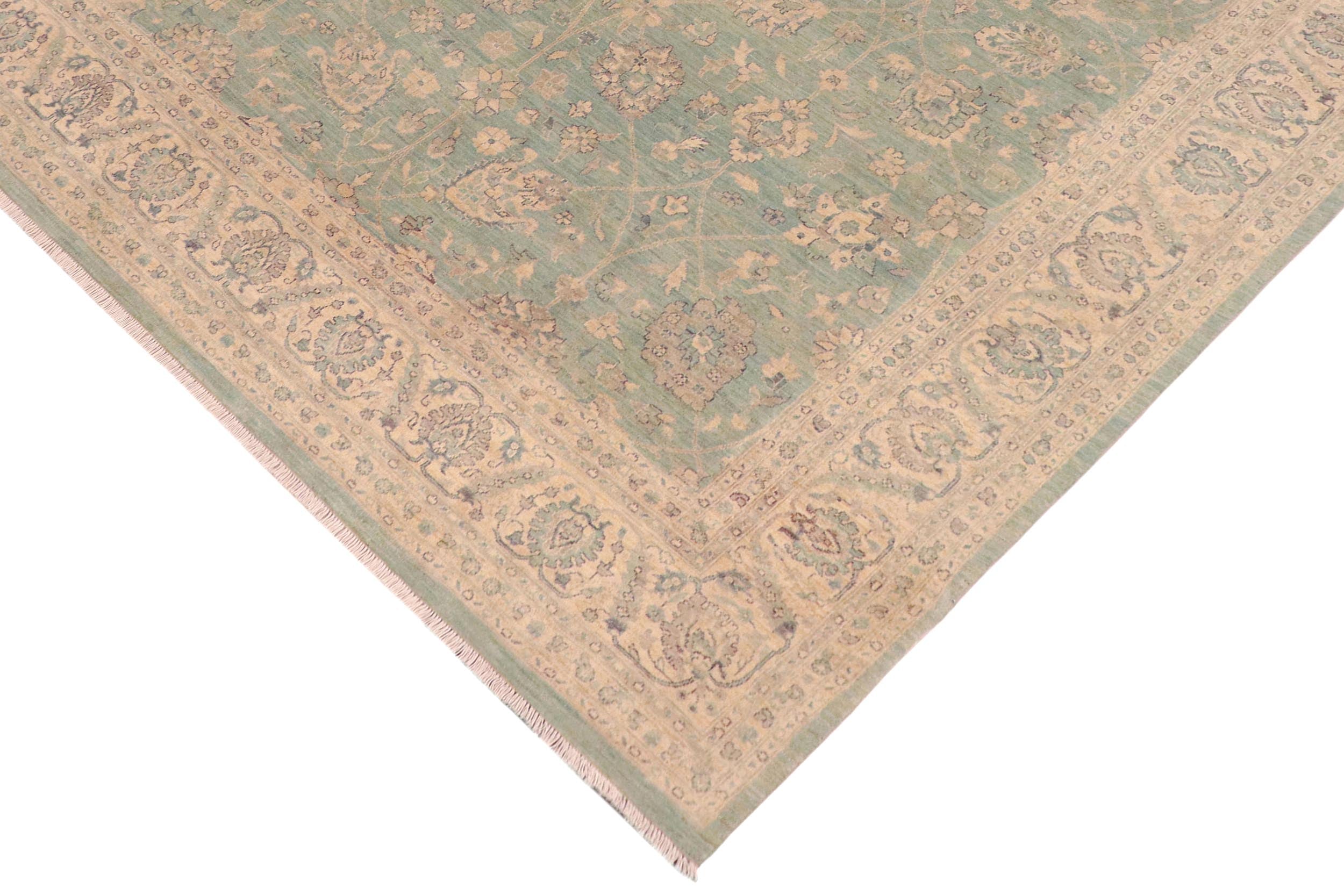 handmade Traditional Kafkaz Lt. Blue Ivory Hand Knotted RECTANGLE 100% WOOL area rug 9x12