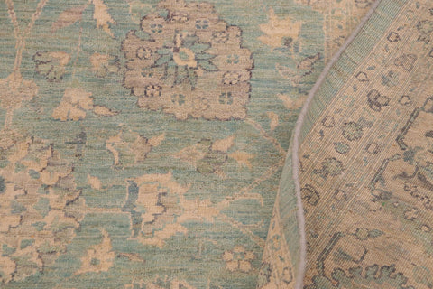 handmade Traditional Kafkaz Lt. Blue Ivory Hand Knotted RECTANGLE 100% WOOL area rug 9x12