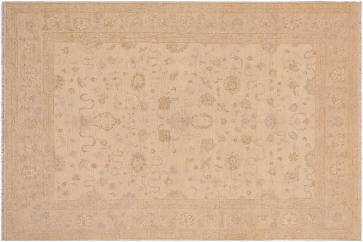 handmade Transitional Kafkaz Tan Beige Hand Knotted RECTANGLE 100% WOOL area rug 9' x 11'
