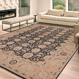 handmade Transitional Lahore Charcoal Pink Hand Knotted RECTANGLE 100% WOOL area rug 9 x 12