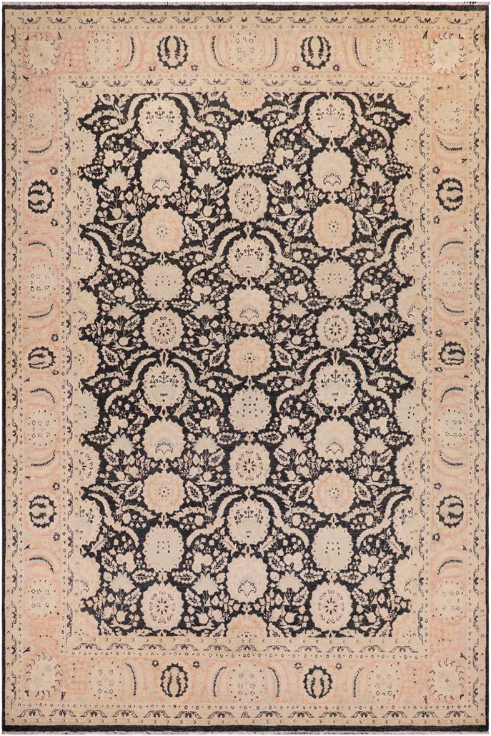 handmade Transitional Lahore Charcoal Pink Hand Knotted RECTANGLE 100% WOOL area rug 9X12