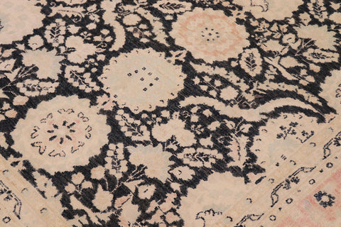 handmade Transitional Lahore Charcoal Pink Hand Knotted RECTANGLE 100% WOOL area rug 9' x 12'