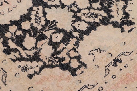 handmade Transitional Lahore Charcoal Pink Hand Knotted RECTANGLE 100% WOOL area rug 9' x 12'