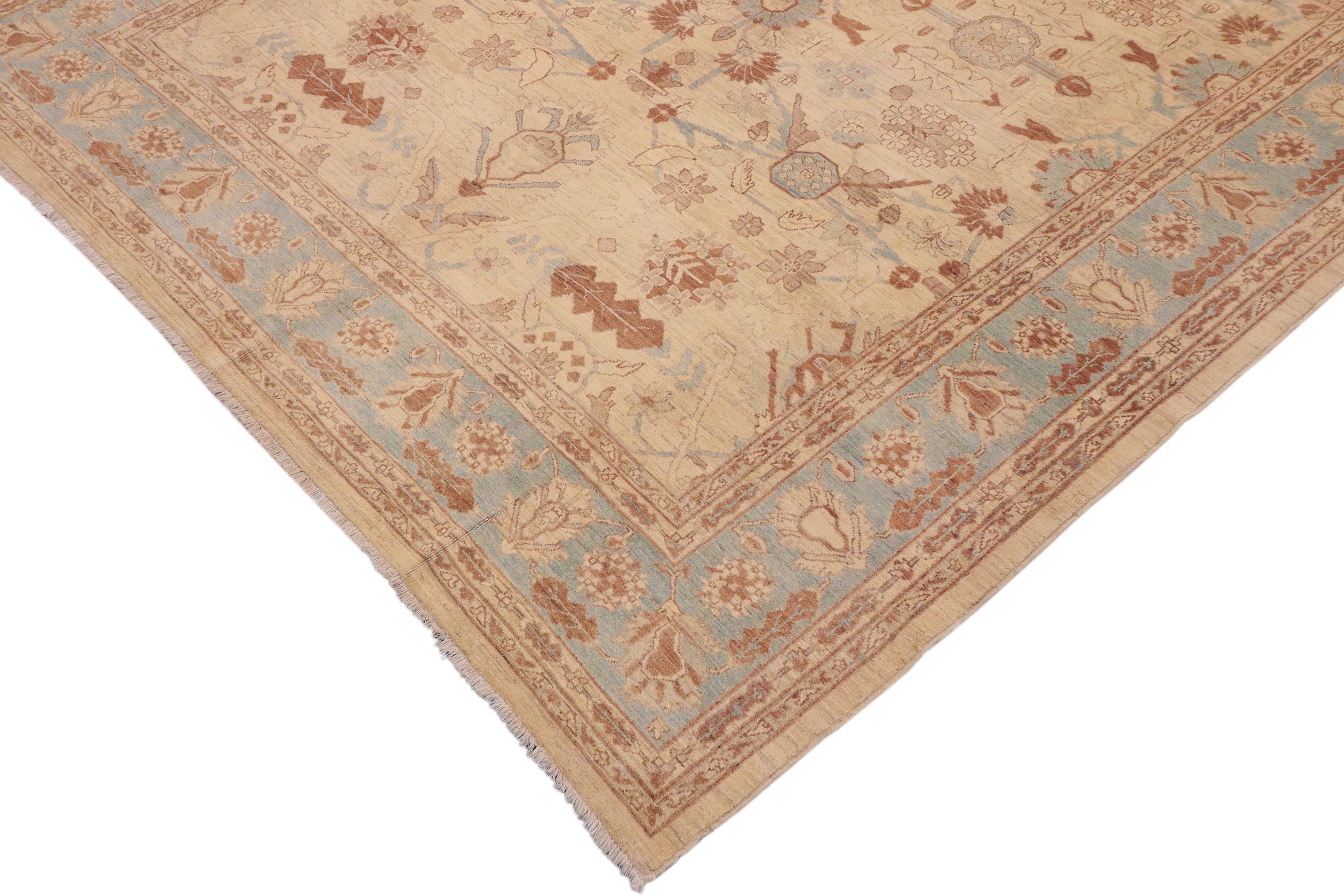 handmade Traditional Kafkaz Beige Blue Hand Knotted RECTANGLE 100% WOOL area rug 9x11