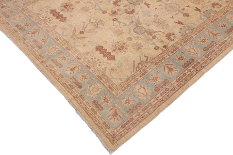 handmade Traditional Kafkaz Beige Blue Hand Knotted RECTANGLE 100% WOOL area rug 9x11