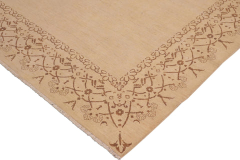 handmade Modern Kafkaz Beige Brown Hand Knotted RECTANGLE 100% WOOL area rug 9' x 12'