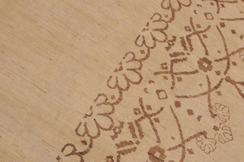 handmade Modern Kafkaz Beige Brown Hand Knotted RECTANGLE 100% WOOL area rug 9X12