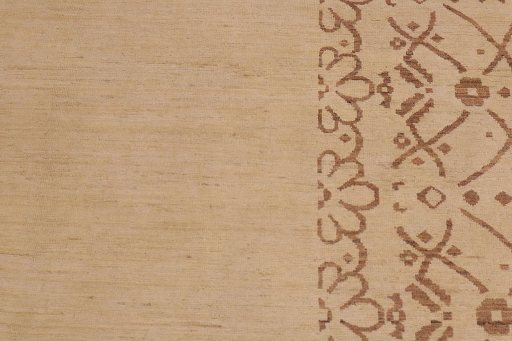 handmade Modern Kafkaz Beige Brown Hand Knotted RECTANGLE 100% WOOL area rug 9X12