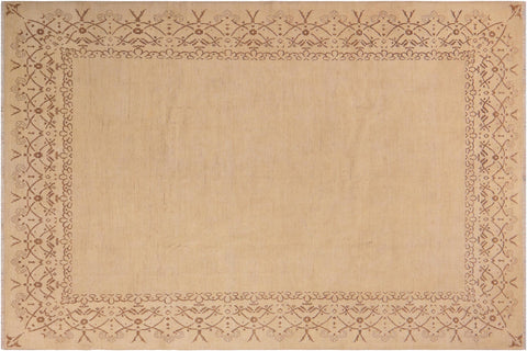 handmade Modern Kafkaz Beige Brown Hand Knotted RECTANGLE 100% WOOL area rug 9' x 12'