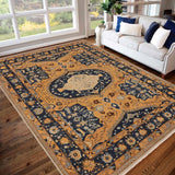 handmade Traditional Kafkaz Orange Blue Hand Knotted RECTANGLE 100% WOOL area rug 9 x 12