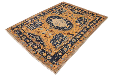 handmade Traditional Kafkaz Orange Blue Hand Knotted RECTANGLE 100% WOOL area rug 9' x 12'
