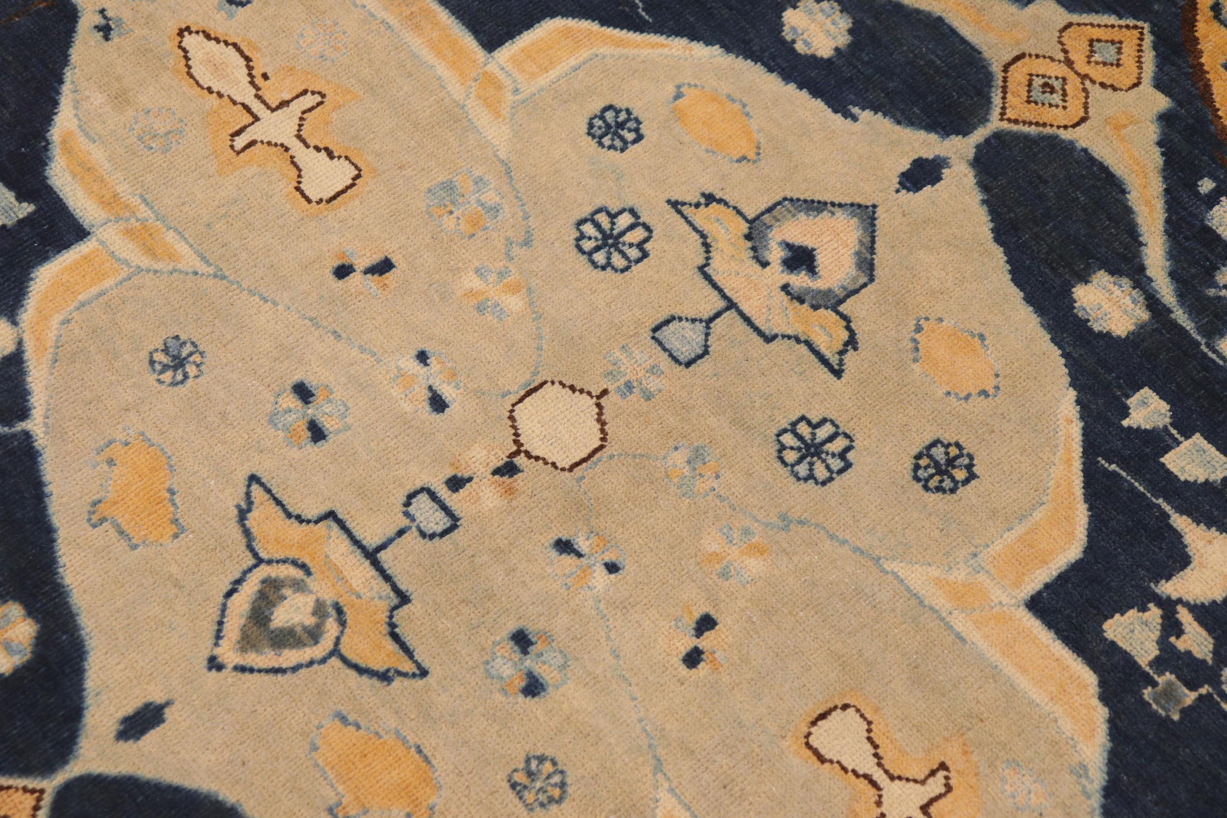 handmade Traditional Kafkaz Orange Blue Hand Knotted RECTANGLE 100% WOOL area rug 9' x 12'