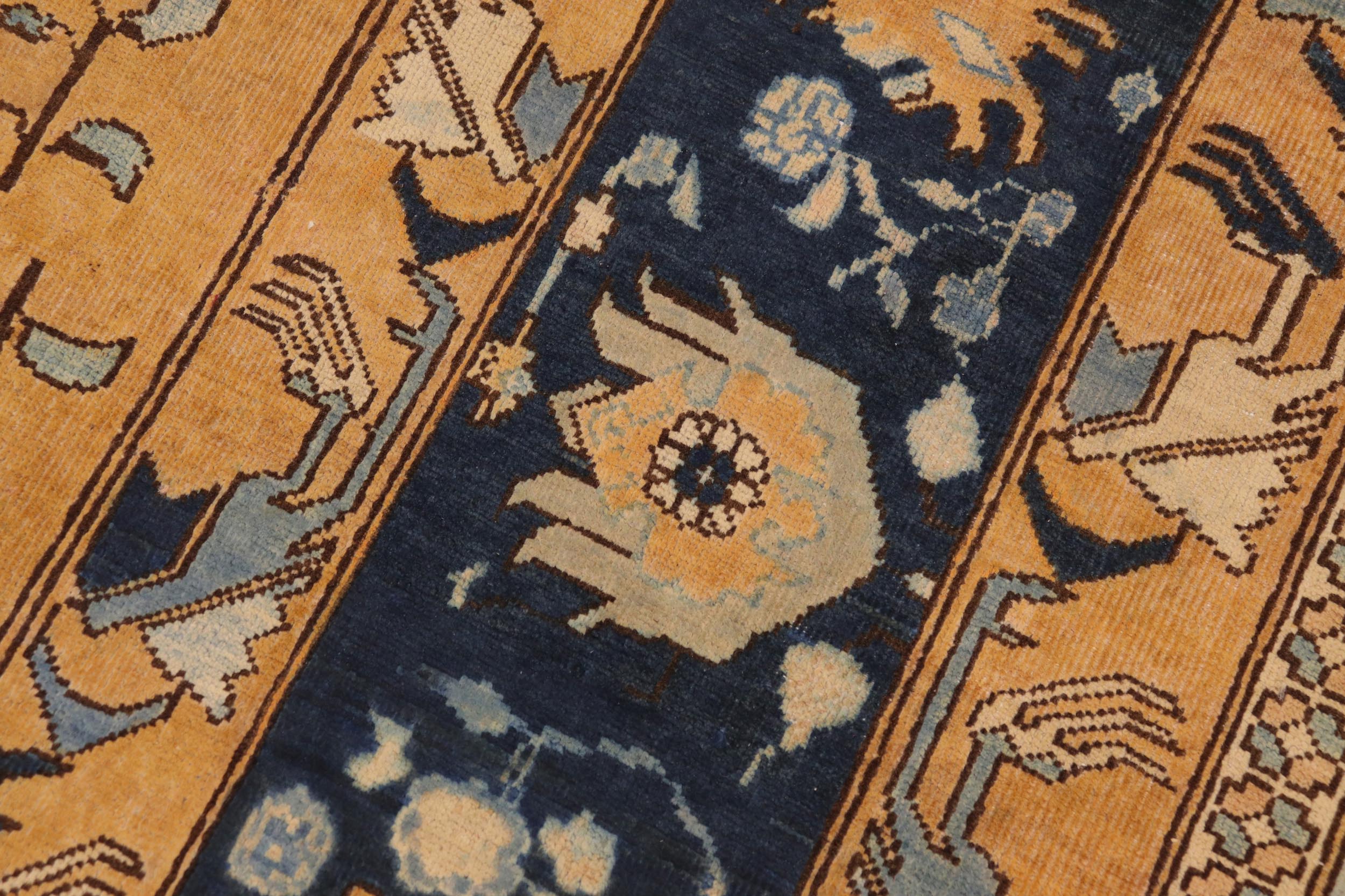 handmade Traditional Kafkaz Orange Blue Hand Knotted RECTANGLE 100% WOOL area rug 9' x 12'