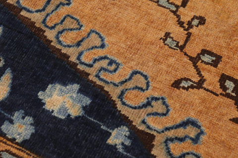 handmade Traditional Kafkaz Orange Blue Hand Knotted RECTANGLE 100% WOOL area rug 9' x 12'