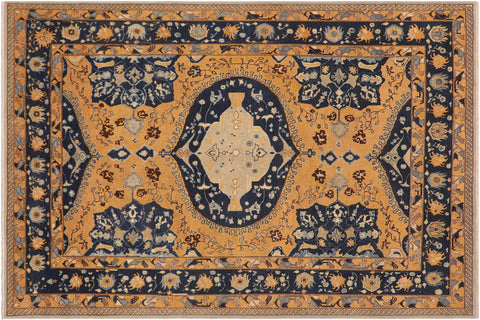 handmade Traditional Kafkaz Orange Blue Hand Knotted RECTANGLE 100% WOOL area rug 9' x 12'