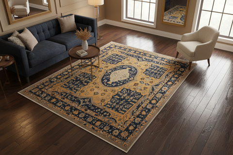 handmade Traditional Kafkaz Orange Blue Hand Knotted RECTANGLE 100% WOOL area rug 9' x 12'