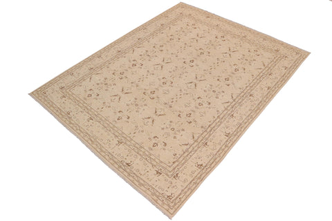 handmade Transitional Kafkaz Beige Brown Hand Knotted RECTANGLE 100% WOOL area rug 9' x 12'