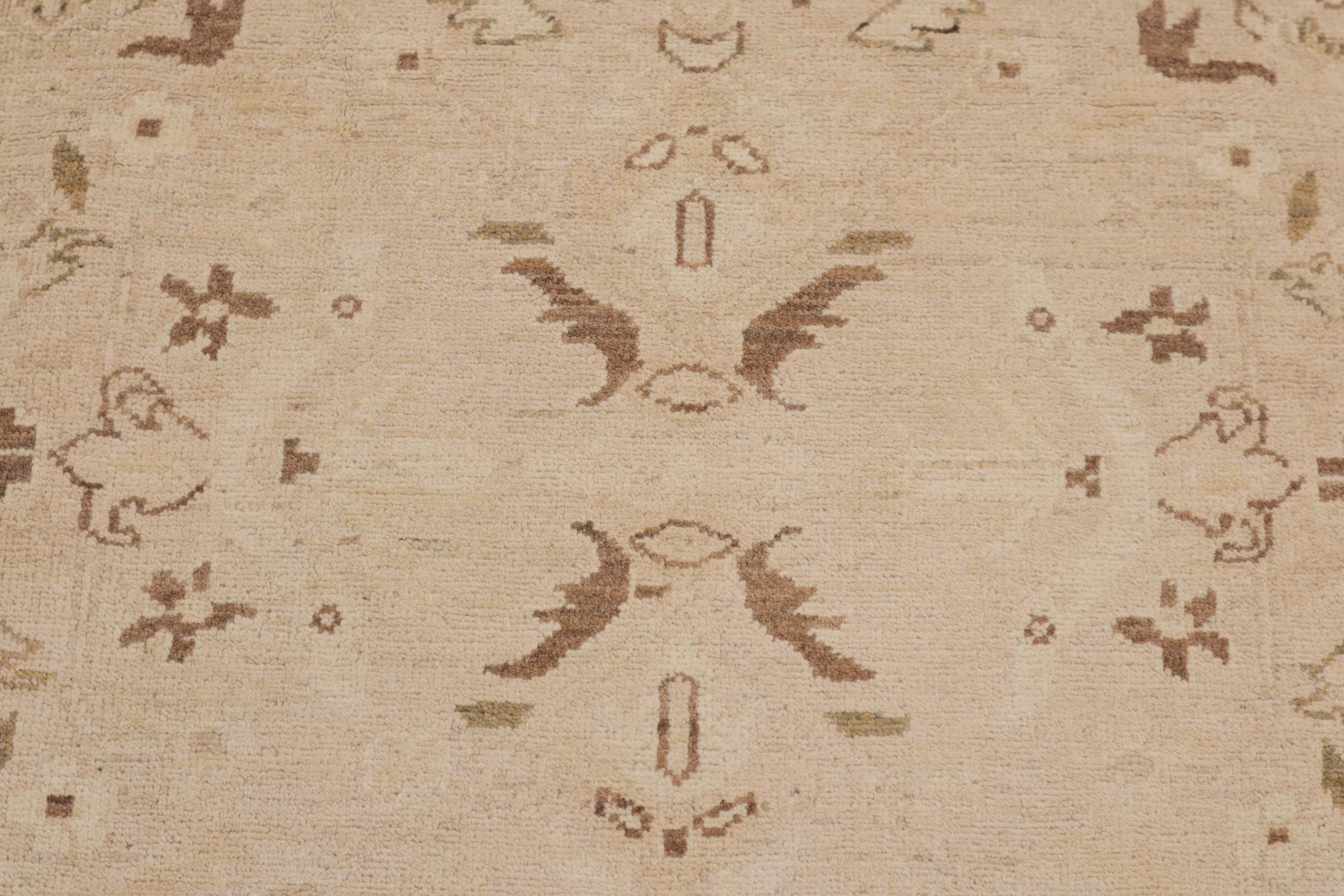 handmade Transitional Kafkaz Beige Brown Hand Knotted RECTANGLE 100% WOOL area rug 9' x 12'