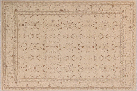 handmade Transitional Kafkaz Beige Brown Hand Knotted RECTANGLE 100% WOOL area rug 9' x 12'