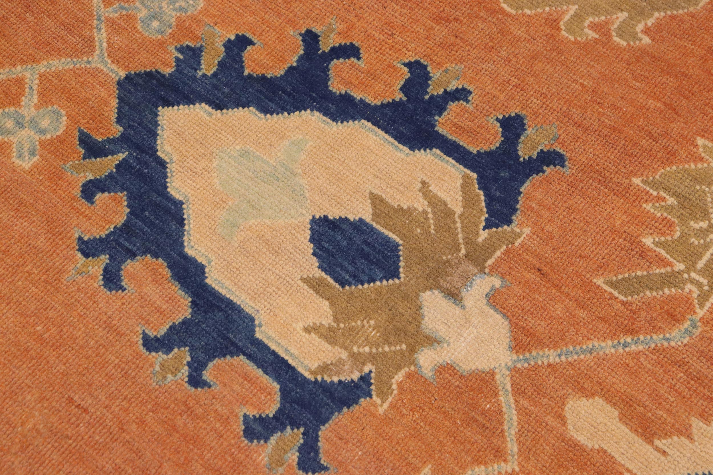 handmade Traditional Kafkaz Orange Blue Hand Knotted RECTANGLE 100% WOOL area rug 9x12