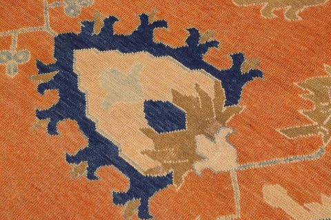 handmade Traditional Kafkaz Orange Blue Hand Knotted RECTANGLE 100% WOOL area rug 9X12