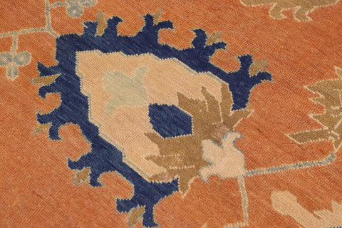 handmade Traditional Kafkaz Orange Blue Hand Knotted RECTANGLE 100% WOOL area rug 9x12