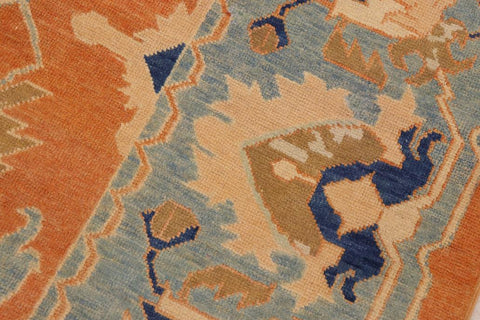handmade Traditional Kafkaz Orange Blue Hand Knotted RECTANGLE 100% WOOL area rug 9X12