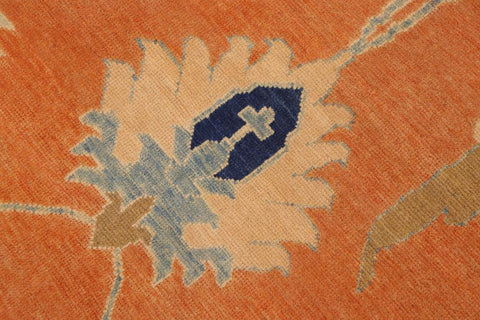 handmade Traditional Kafkaz Orange Blue Hand Knotted RECTANGLE 100% WOOL area rug 9X12