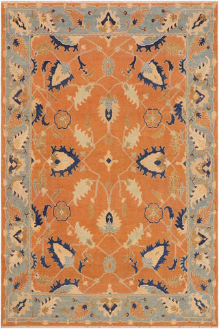 handmade Traditional Kafkaz Orange Blue Hand Knotted RECTANGLE 100% WOOL area rug 9X12