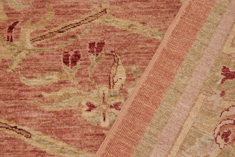 handmade Transitional Kafkaz Peach Green Hand Knotted RECTANGLE 100% WOOL area rug 9' x 12'