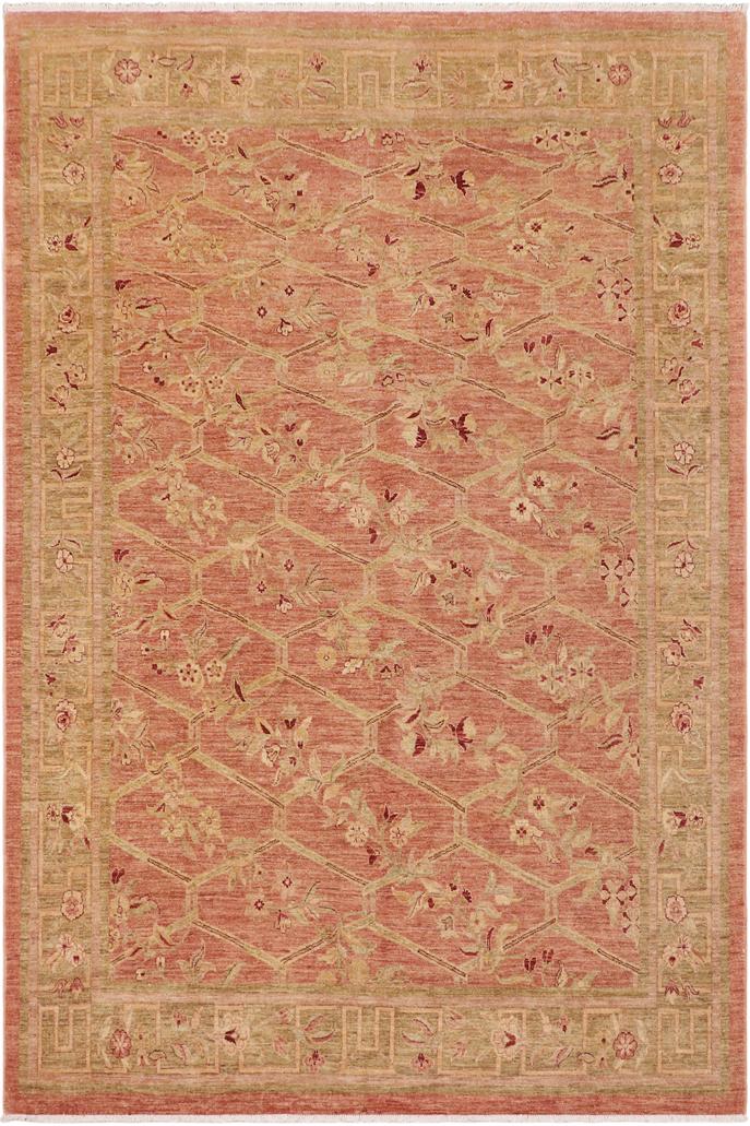 handmade Transitional Kafkaz Peach Green Hand Knotted RECTANGLE 100% WOOL area rug 9X12