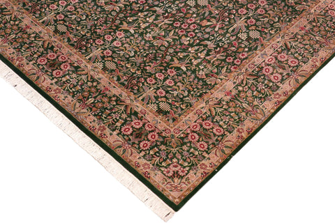 handmade Transitional Gulshan Green Gold Hand Knotted RECTANGLE 100% WOOL area rug 8x10