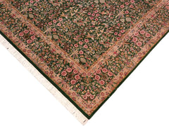 handmade Traditional Gulshan Green Gold Hand Knotted RECTANGLE 100% WOOL area rug 8x10