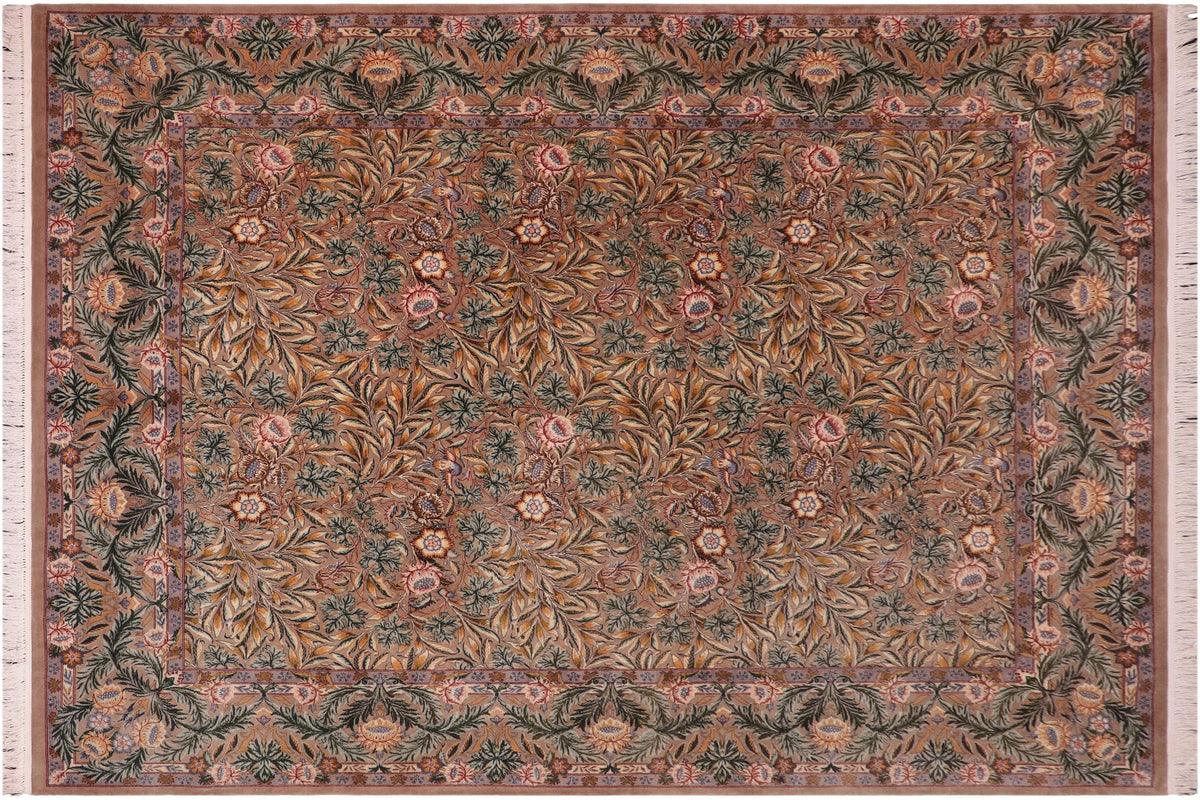 handmade Transitional Imran Brown Green Hand Knotted RECTANGLE 100% WOOL area rug 8x11