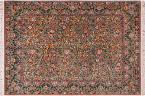 handmade Transitional Imran Brown Green Hand Knotted RECTANGLE 100% WOOL area rug 8x11
