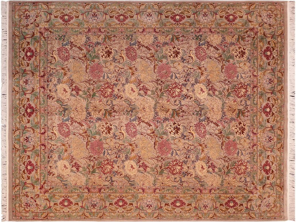 handmade Traditional Morris Taupe Red Hand Knotted RECTANGLE 100% WOOL area rug 8x10