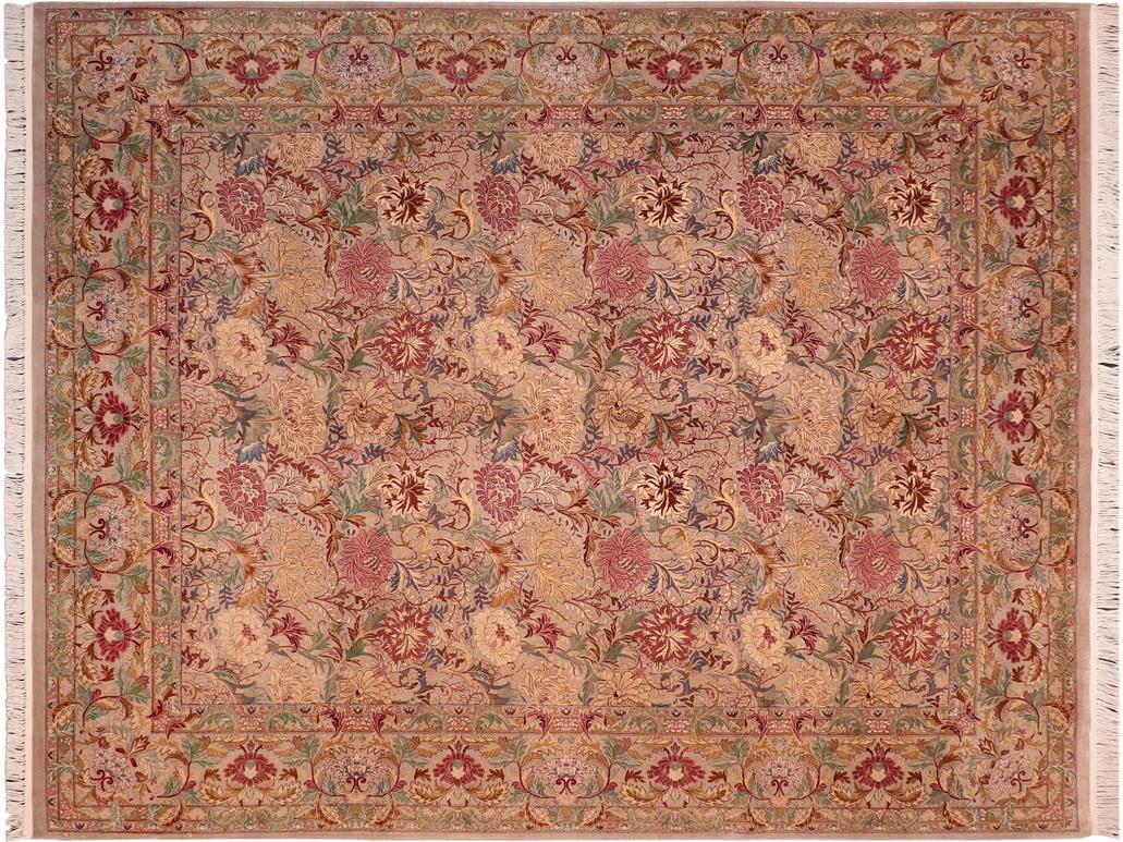 handmade Traditional Morris Taupe Red Hand Knotted RECTANGLE 100% WOOL area rug 8x10