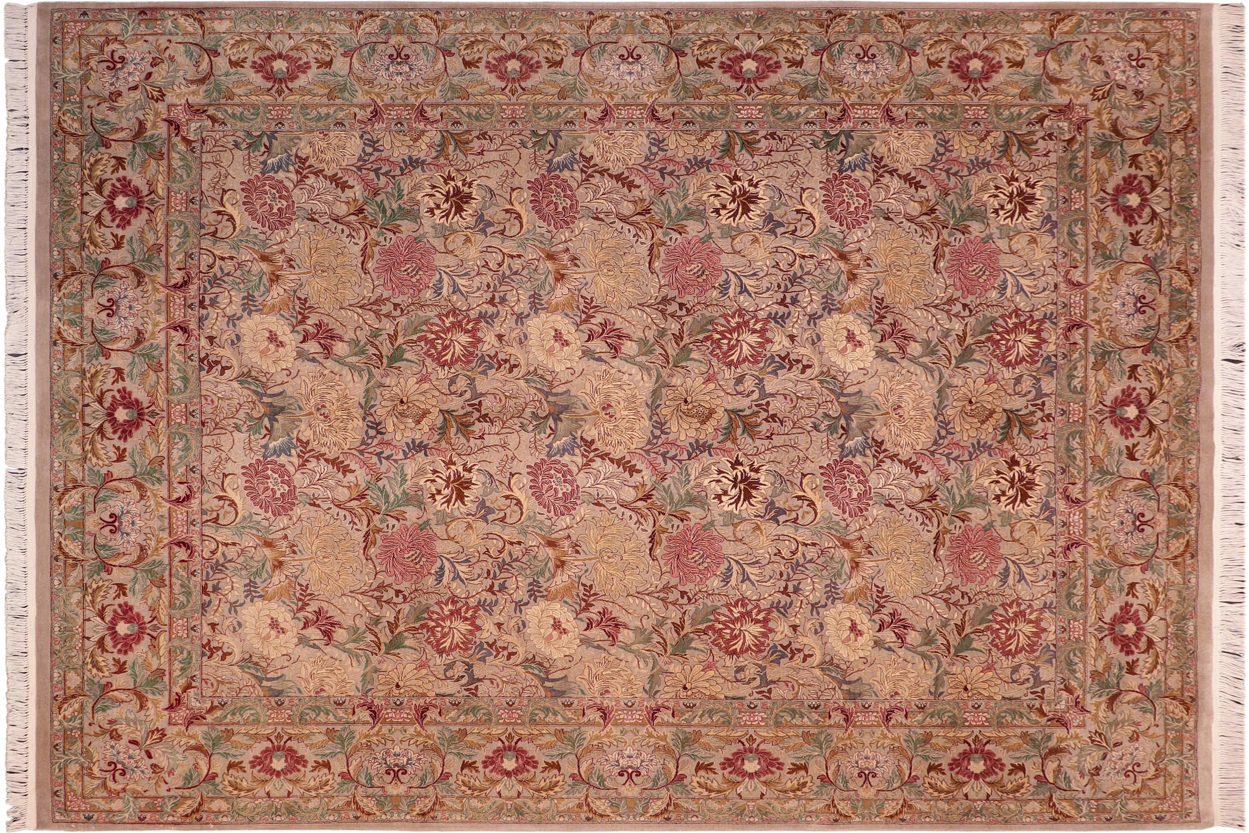 handmade Transitional Morris Taupe Red Hand Knotted RECTANGLE 100% WOOL area rug 8x10