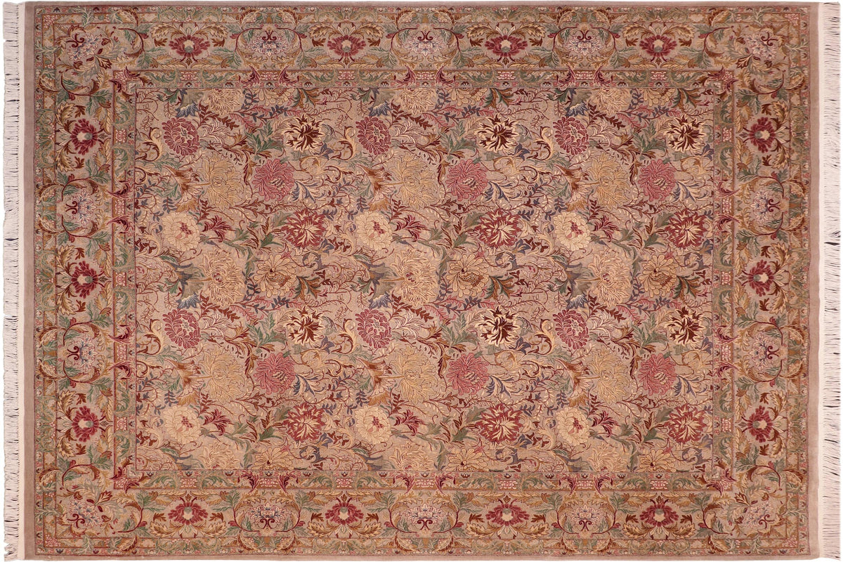 handmade Transitional Morris Taupe Red Hand Knotted RECTANGLE 100% WOOL area rug 8x10
